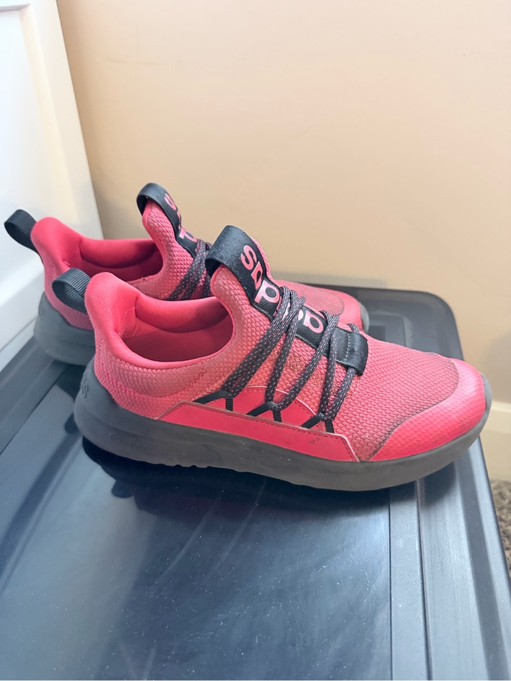 Adidas Kids Red Slip-On Athletic Sneakers Lite Racers